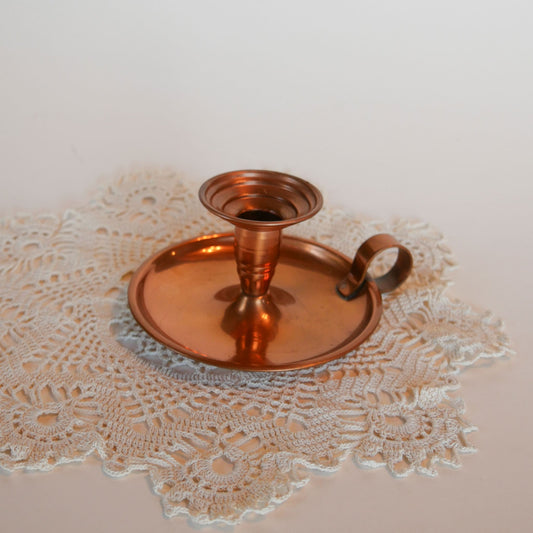 Vintage Copper Chamber Candlestick Holder, Vintage copper decor, vintage copper candlestick holder