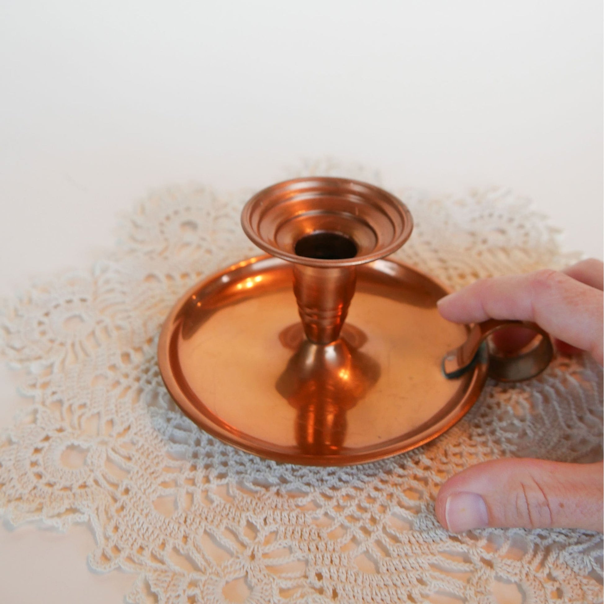 Vintage Copper Chamber Candlestick Holder, Vintage copper decor, vintage copper candlestick holder
