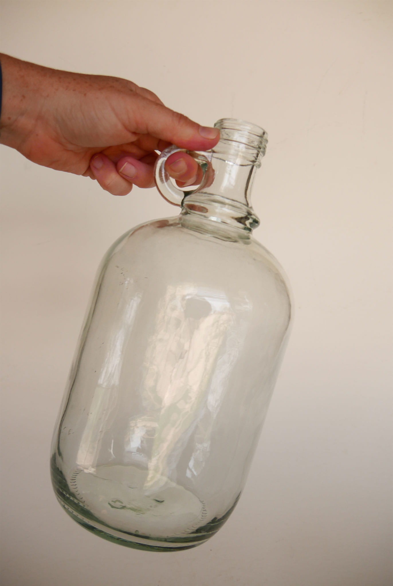 Clear Glass Jug with Handle, Nautical Clear Glass Vase, Vintage Glass Vase, Vintage Glass Jug Vase, Vintage Clear GLass Farmhouse Vase