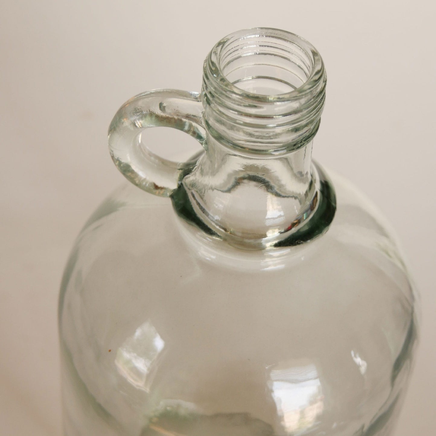 Clear Glass Jug with Handle, Nautical Clear Glass Vase, Vintage Glass Vase, Vintage Glass Jug Vase, Vintage Clear GLass Farmhouse Vase