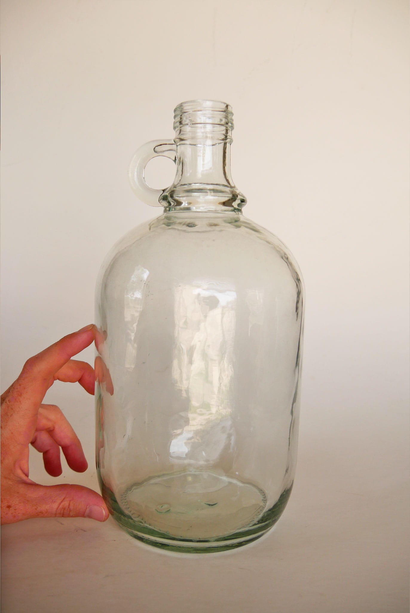 Clear Glass Jug with Handle, Nautical Clear Glass Vase, Vintage Glass Vase, Vintage Glass Jug Vase, Vintage Clear GLass Farmhouse Vase