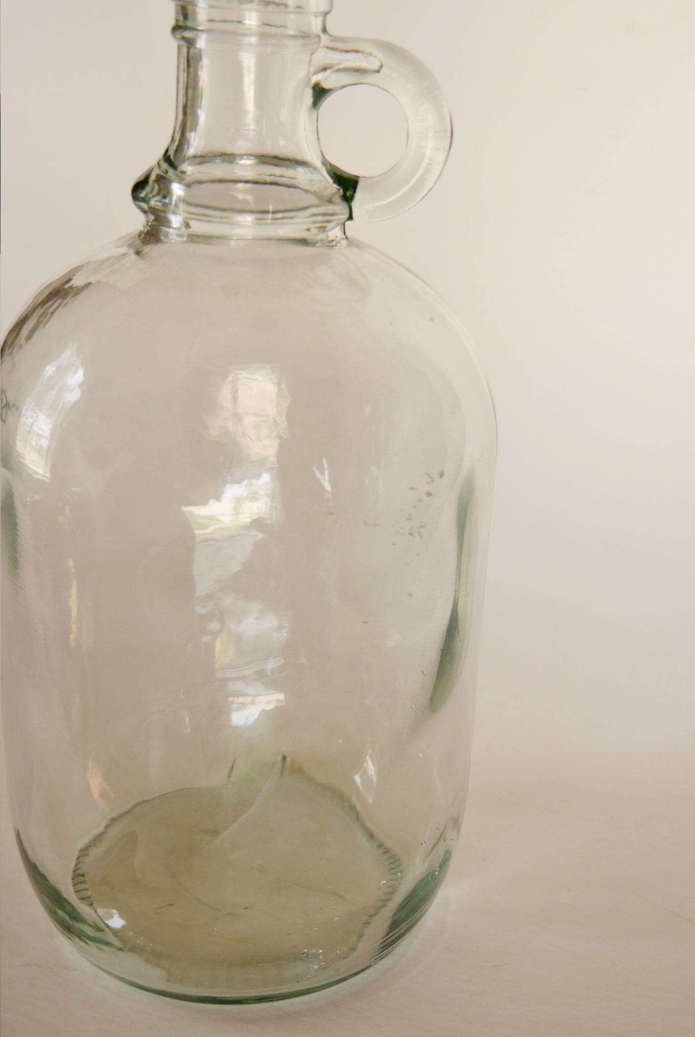 Clear Glass Jug with Handle, Nautical Clear Glass Vase, Vintage Glass Vase, Vintage Glass Jug Vase, Vintage Clear GLass Farmhouse Vase