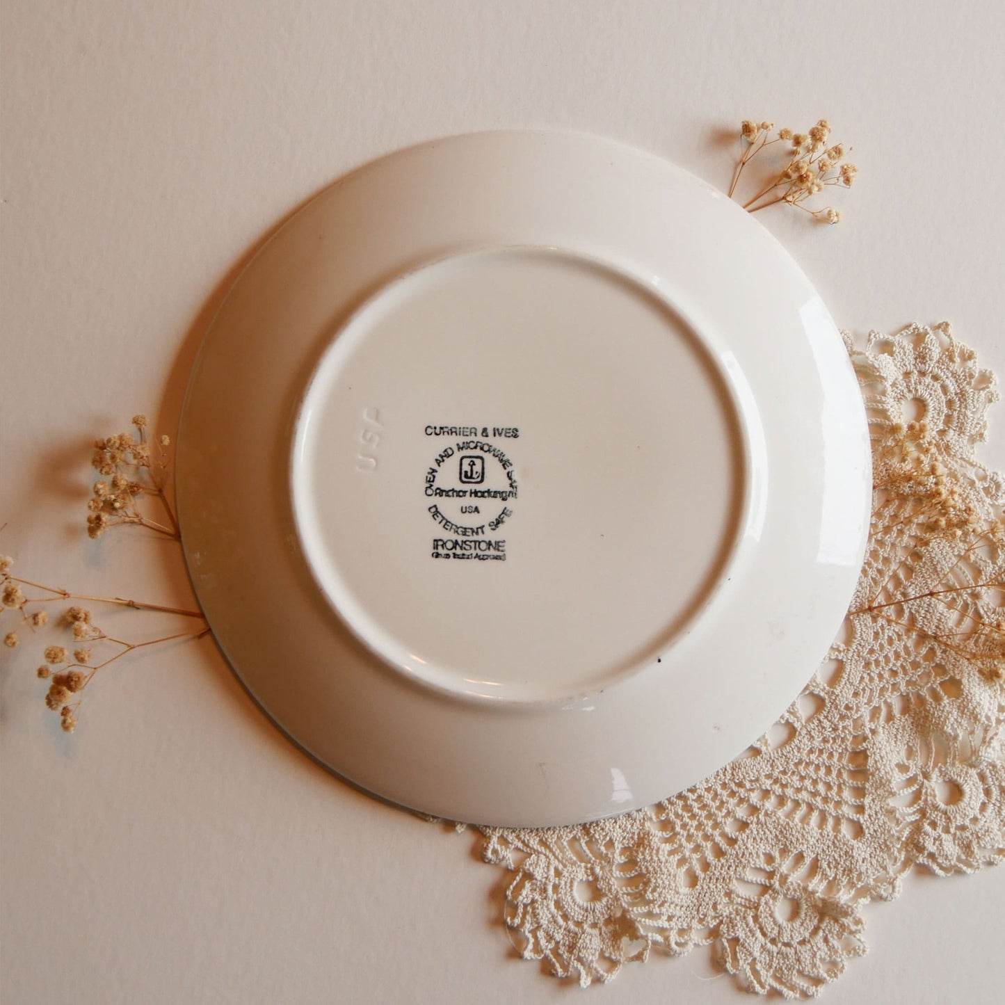 Vintage Currier & Ives Anchor Hocking 10in Dinner Plate