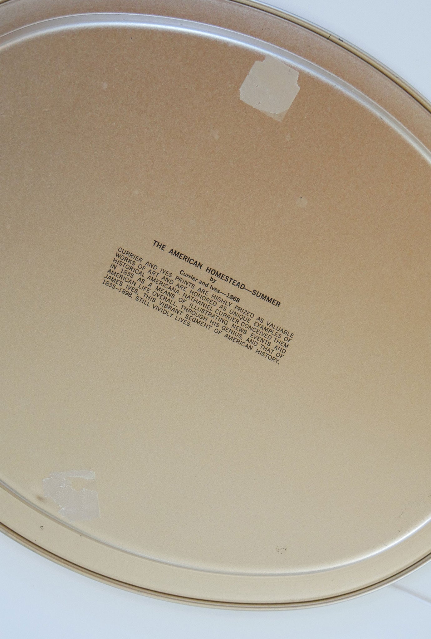 Vintage Currier and Ives The Amercian Homestead Summer Oval Metal Tray, Vintage Currier and Ives HOmestead Tray