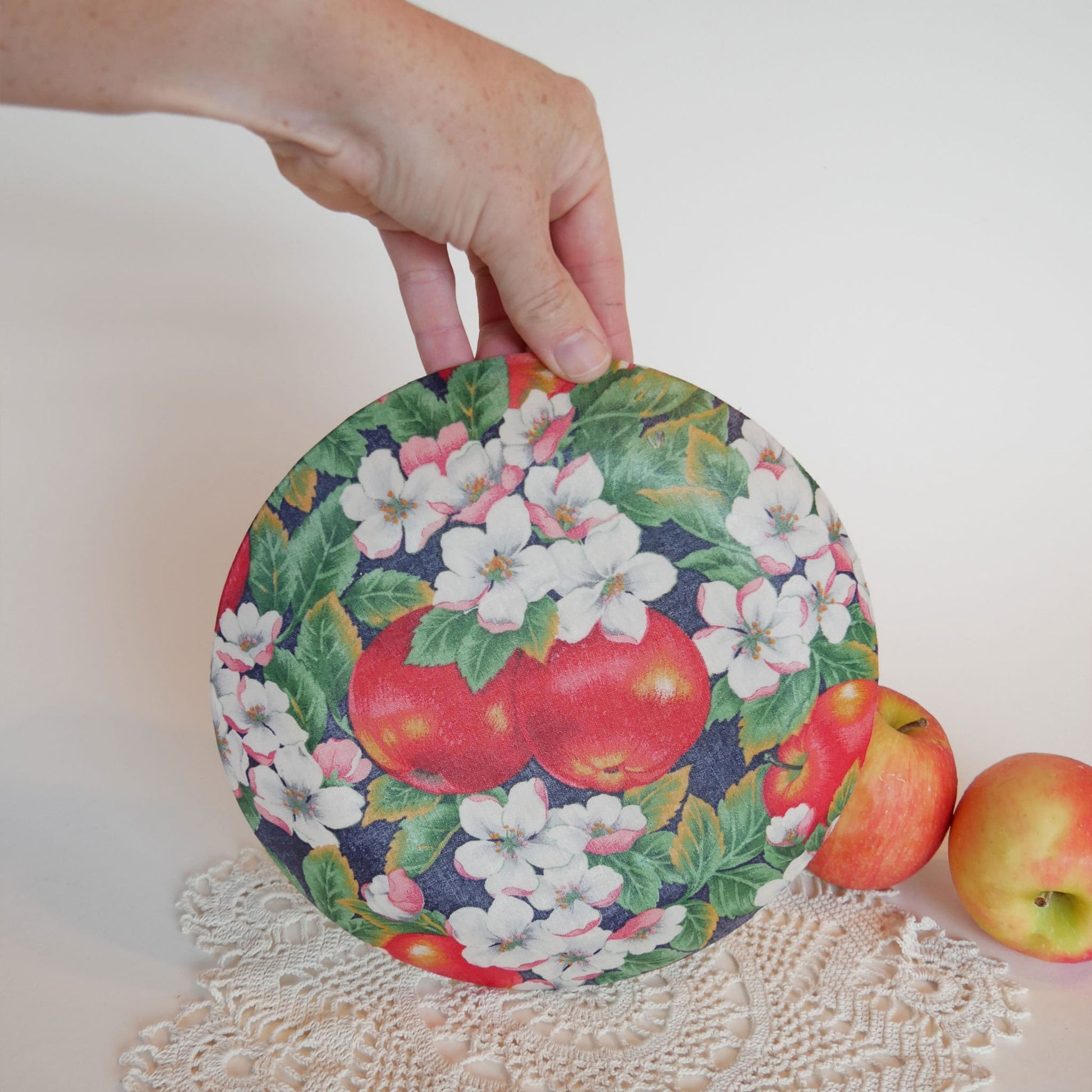 Vintage Decoupage Apple Plate Vintage Decorative Apple and Blossom Plate