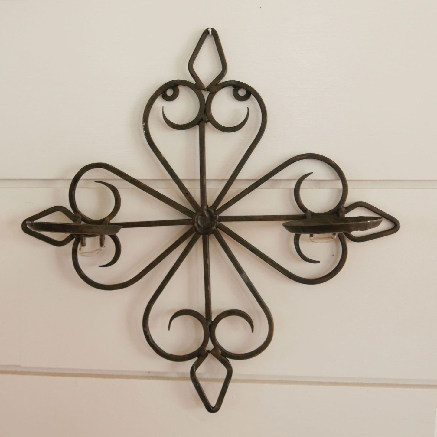 Cast Iron Sconce Double Pillar Candle Holder, Wrought Iron Double Pillar Candle Wall Sconce, Double Candle Wall Sconce, Farmhouse Cast Iron Wall Sconce