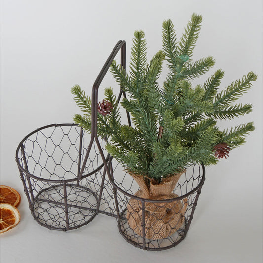Double Sided Chicken Wire Basket with Handle, Vintage Wire Basket, Vintage Home Decor, VIntage Chicken Basket, Vintage Cottage Home Decor