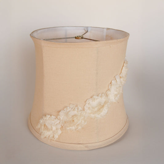 Vintage Linen Drum Lamp Shade with Floral Design, Shabby Chic Lamp Shade, Vintage Linen Shade, Vintage Linen Lamp Shade, Vintage COttagecore Lamp Shade, Vintage Cottagecore Decor, Vintage COttage Lighting