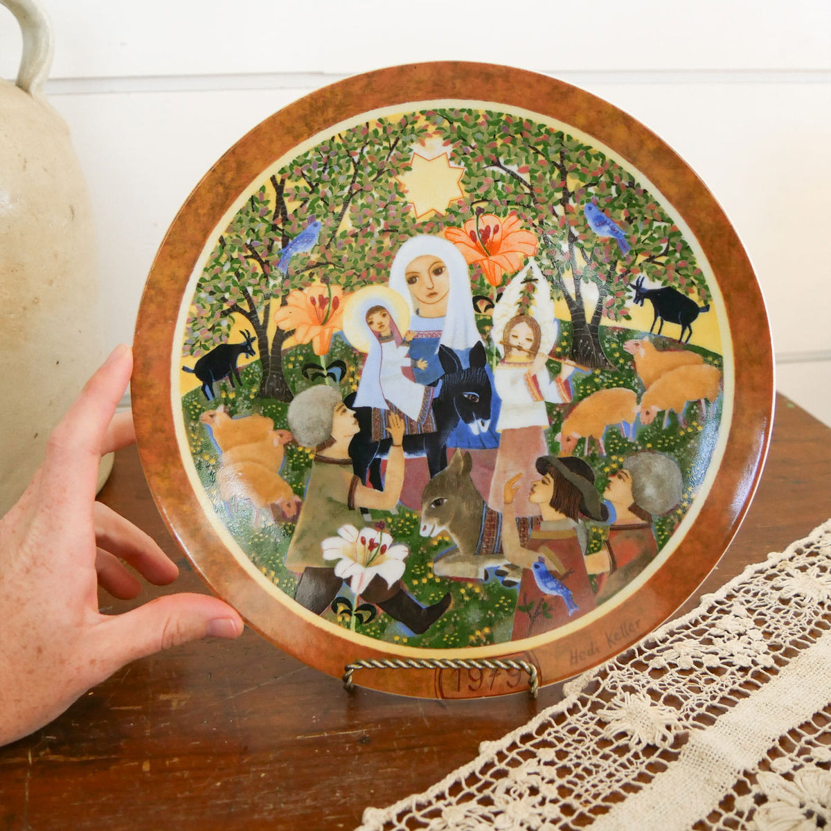 1979 "Adoration" Decorative Plate, Folk Art First Christmas Scene, Folk Holiday Wall Deocr, Vintage Folk Wall Decor, Vintage Folk Christian Wall DEcor, Vintage Christmas Wall Decor, Vintage Folk Christmas Scene Wall Decor