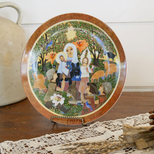1979 "Adoration" Decorative Plate, Folk Art First Christmas Scene, Folk Holiday Wall Deocr, Vintage Folk Wall Decor, Vintage Folk Christian Wall DEcor, Vintage Christmas Wall Decor, Vintage Folk Christmas Scene Wall Decor