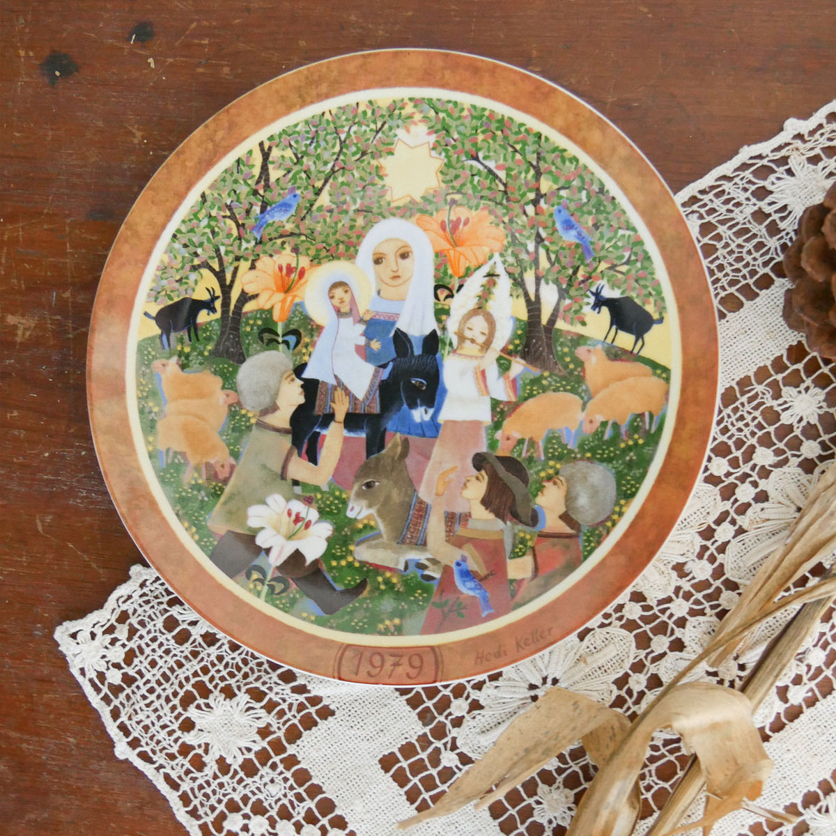 1979 "Adoration" Decorative Plate, Folk Art First Christmas Scene, Folk Holiday Wall Deocr, Vintage Folk Wall Decor, Vintage Folk Christian Wall DEcor, Vintage Christmas Wall Decor, Vintage Folk Christmas Scene Wall Decor