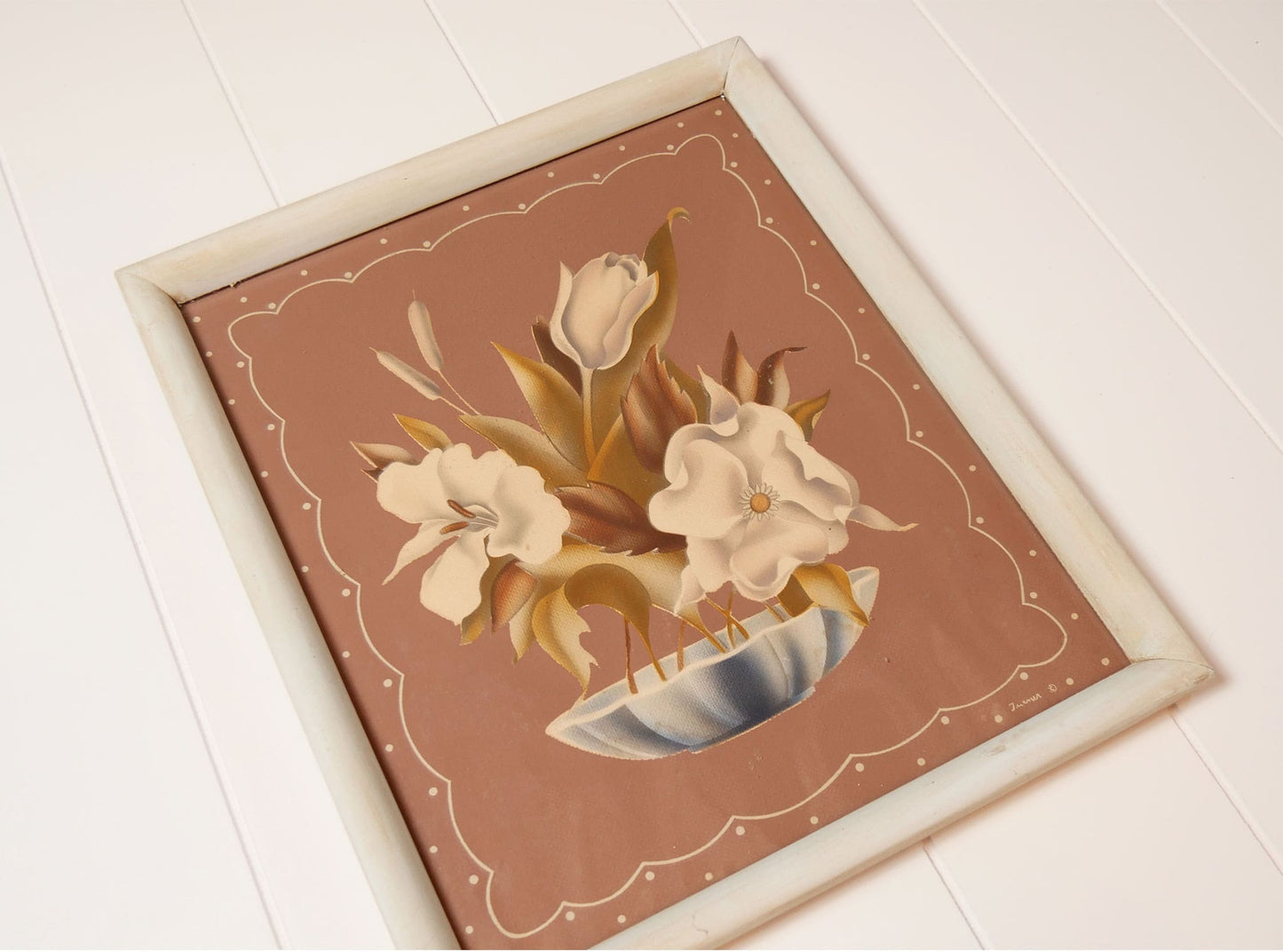Framed 1940s Turner Floral Print 12inx14in Vintage Turner Floral Art