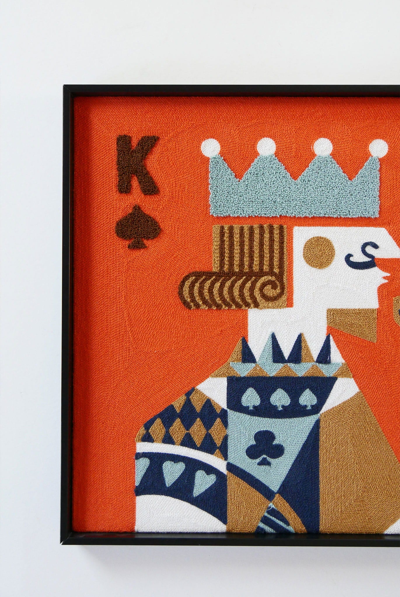 Framed Textured King of Spades Wall Decor, Geometric King of Spades Artwork, King of Spades Artwork, Geometric King and Queen