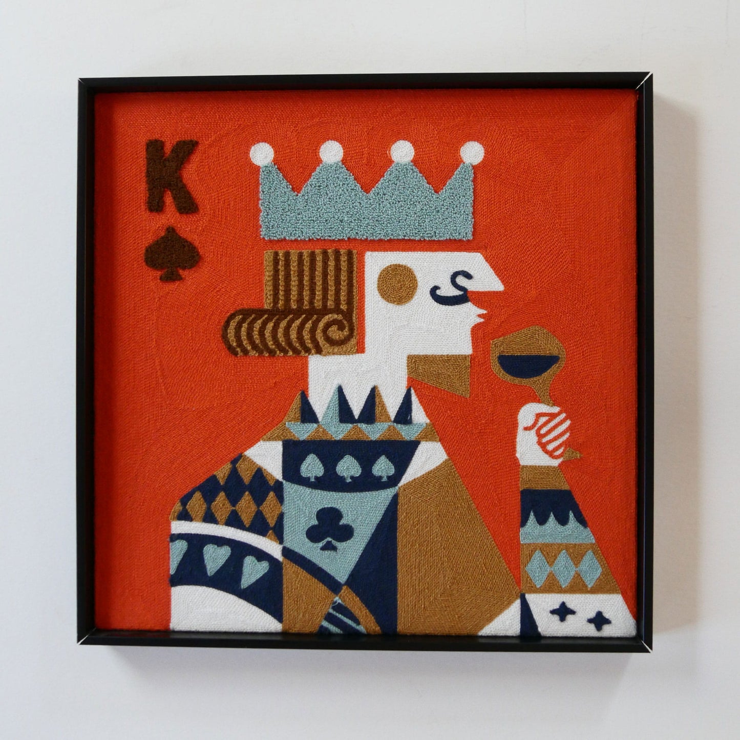 Framed Textured King of Spades Wall Decor, Geometric King of Spades Artwork, King of Spades Artwork, Geometric King and Queen