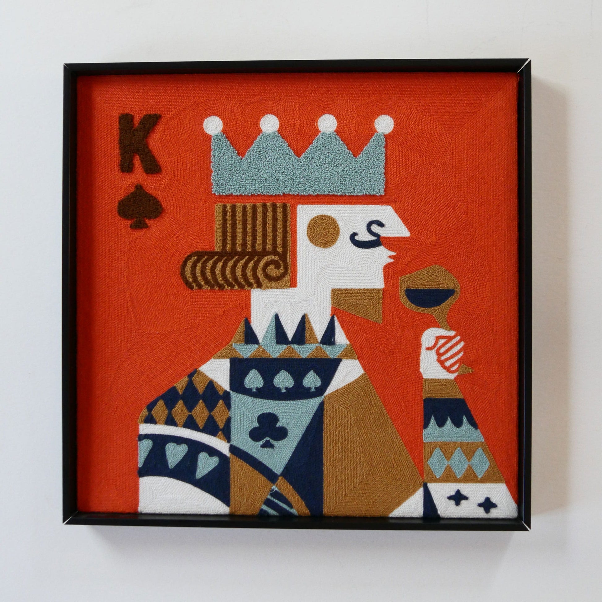 Framed Textured King of Spades Wall Decor, Geometric King of Spades Artwork, King of Spades Artwork, Geometric King and Queen