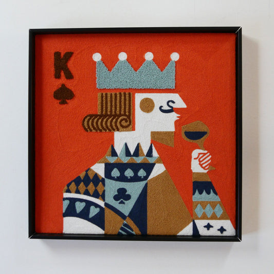 Framed Textured King of Spades Wall Decor, Geometric King of Spades Artwork, King of Spades Artwork, Geometric King and Queen