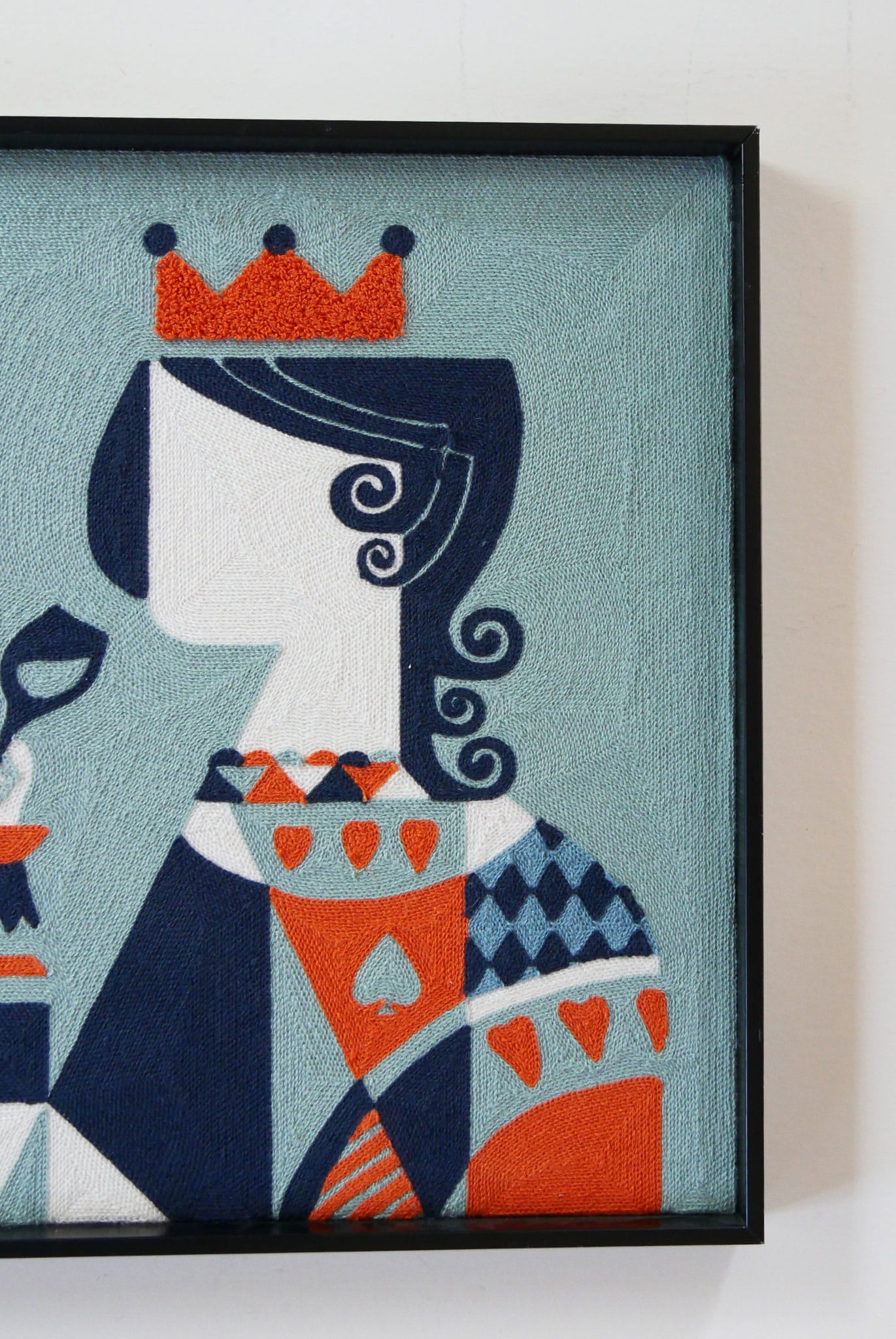 Framed Textured Queen of Hearts Wall Decor, Geometric Queen of Hearts Artwork, Queen of Hearts Artwork, Geometric King and Queen