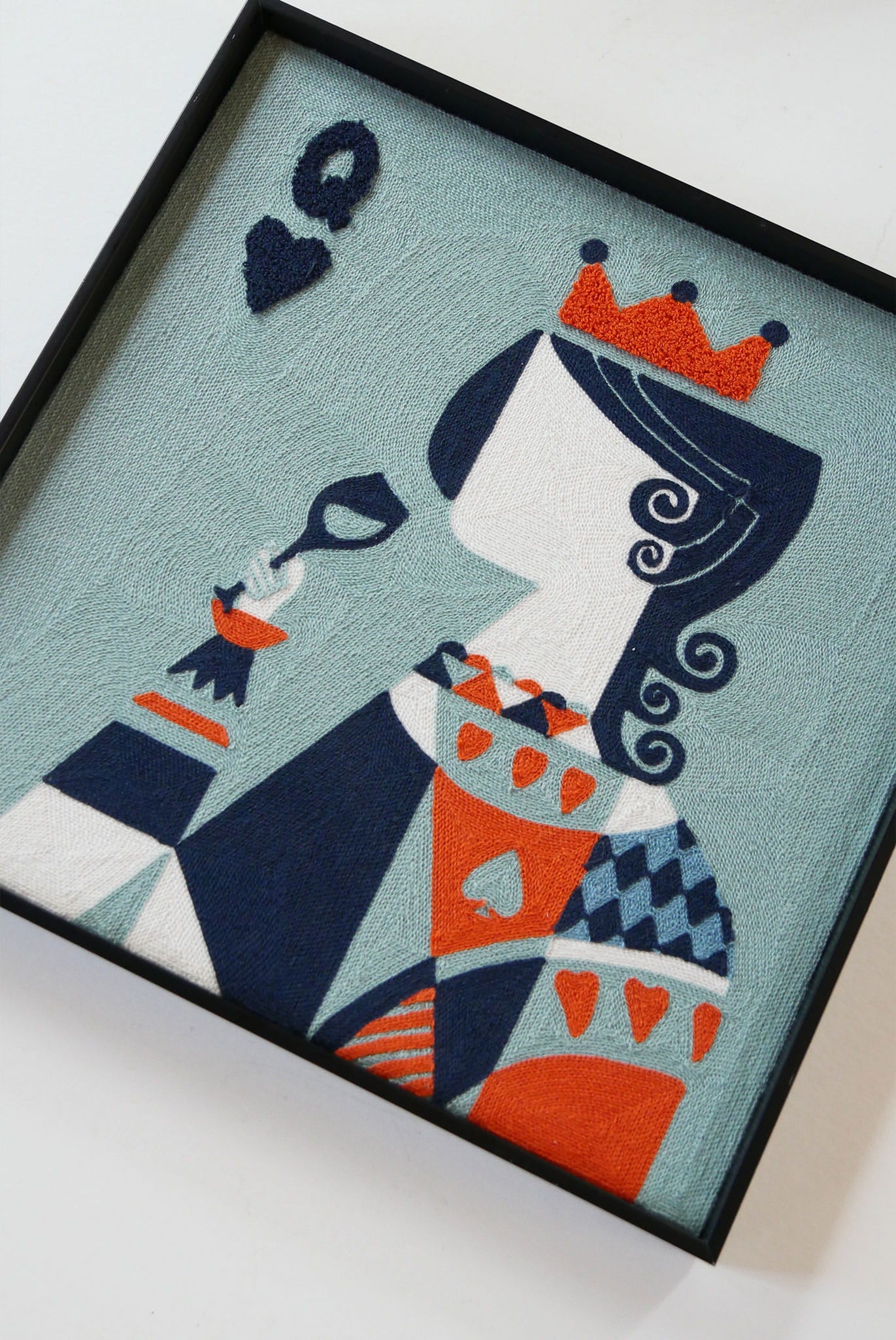 Framed Textured Queen of Hearts Wall Decor, Geometric Queen of Hearts Artwork, Queen of Hearts Artwork, Geometric King and Queen