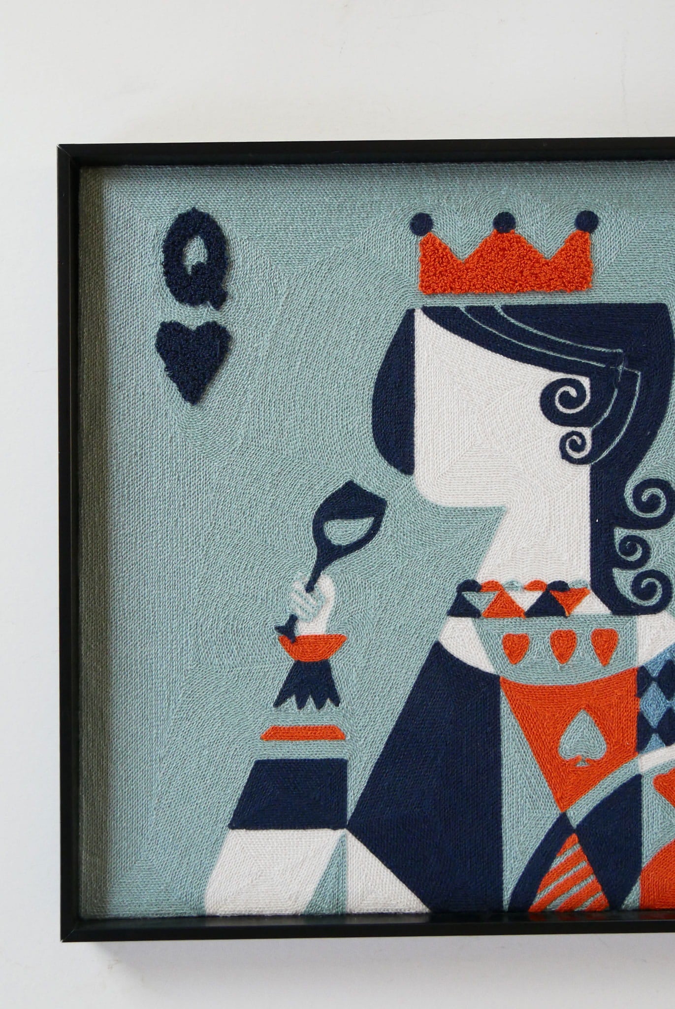 Framed Textured Queen of Hearts Wall Decor, Geometric Queen of Hearts Artwork, Queen of Hearts Artwork, Geometric King and Queen