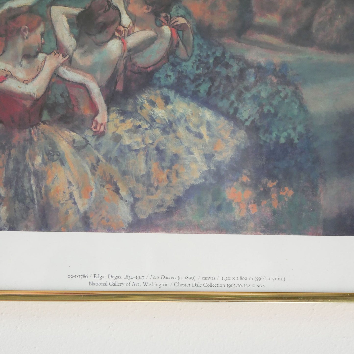 Vintage Gold Framed 'Four Dancers' Reproduction Print, Edgar Degas Vintage Ballet Artwork Vintage Ballerina Print Four Dancers Print
