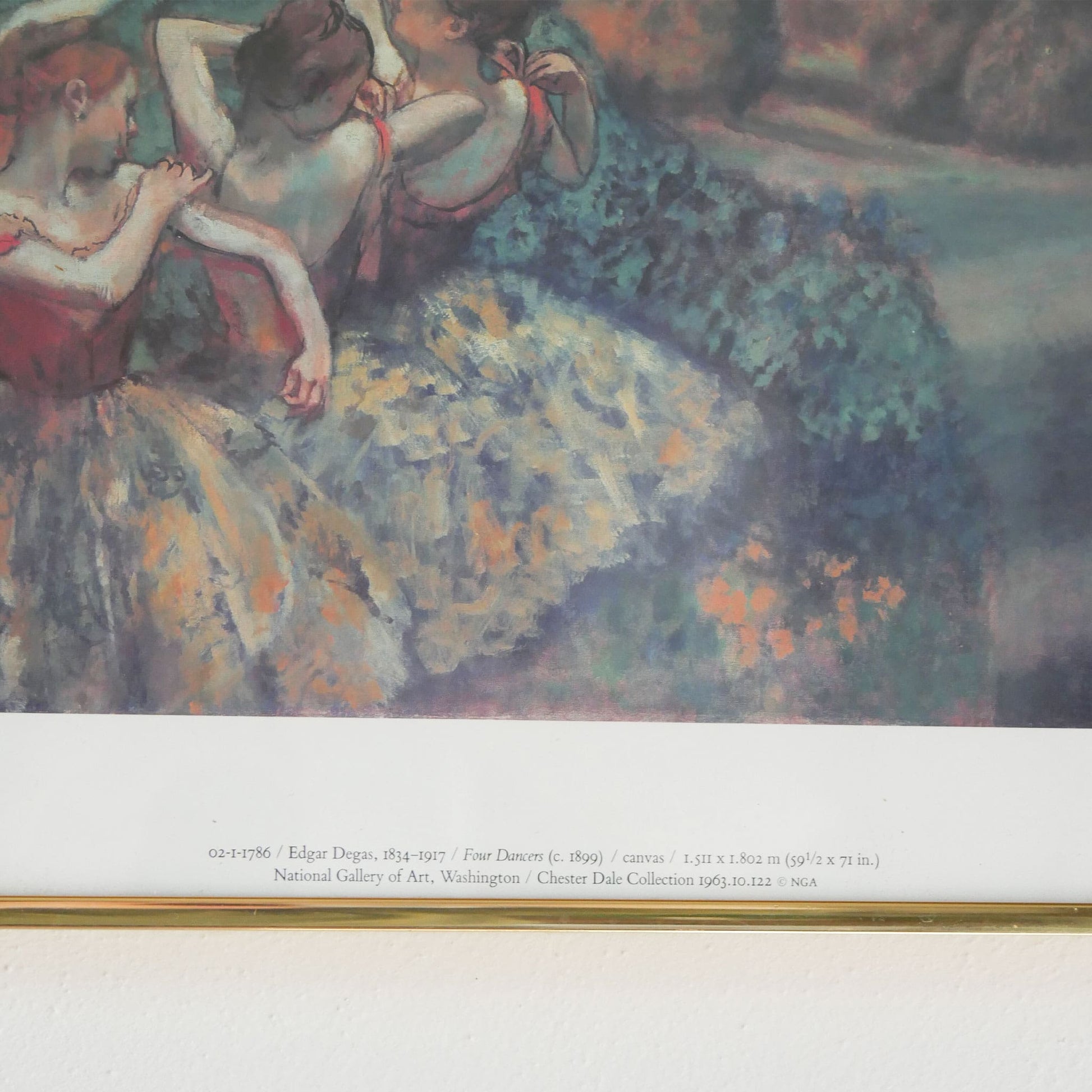 Vintage Gold Framed 'Four Dancers' Reproduction Print, Edgar Degas Vintage Ballet Artwork Vintage Ballerina Print Four Dancers Print
