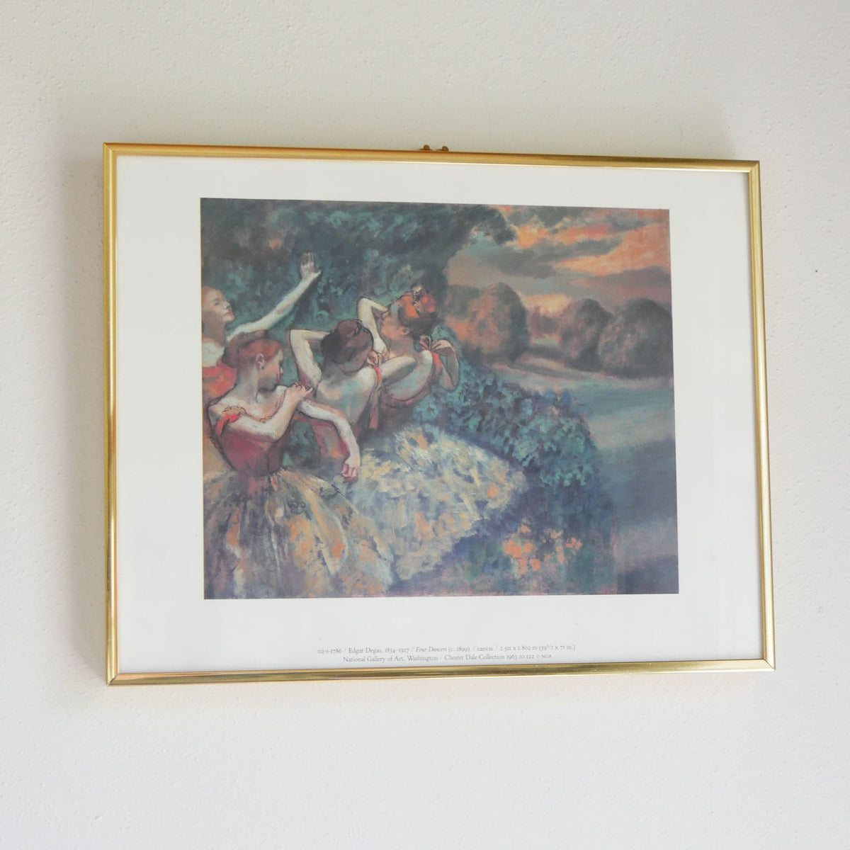 Vintage Gold Framed 'Four Dancers' Reproduction Print, Edgar Degas Vintage Ballet Artwork Vintage Ballerina Print Four Dancers Print