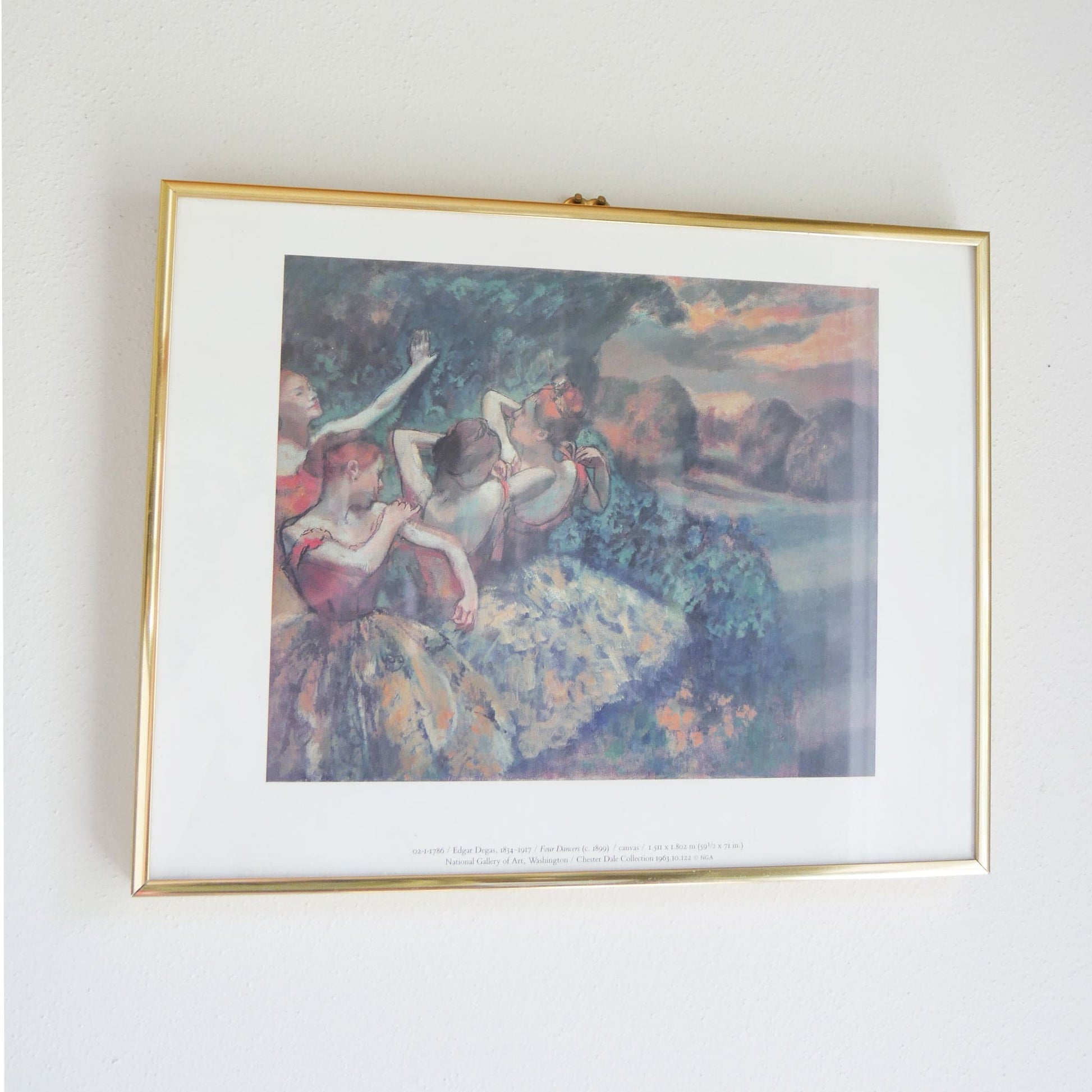 Vintage Gold Framed 'Four Dancers' Reproduction Print, Edgar Degas Vintage Ballet Artwork Vintage Ballerina Print Four Dancers Print