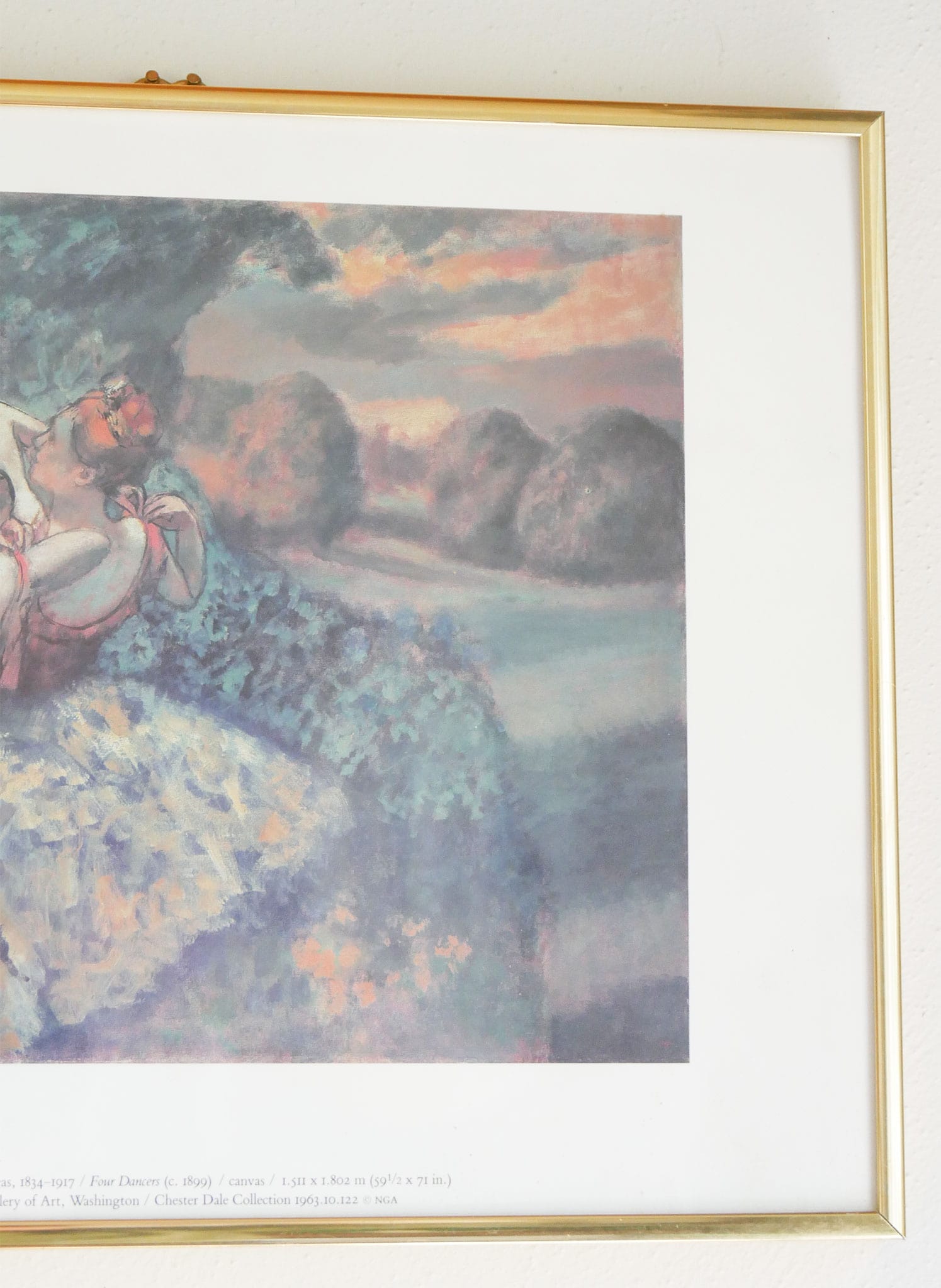 Vintage Gold Framed 'Four Dancers' Reproduction Print, Edgar Degas Vintage Ballet Artwork Vintage Ballerina Print Four Dancers Print