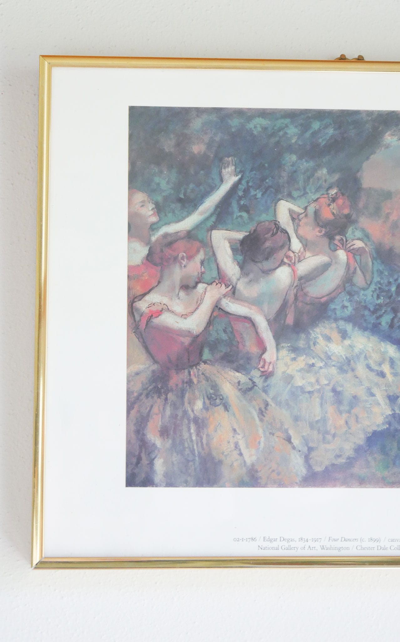 Vintage Gold Framed 'Four Dancers' Reproduction Print, Edgar Degas Vintage Ballet Artwork Vintage Ballerina Print Four Dancers Print