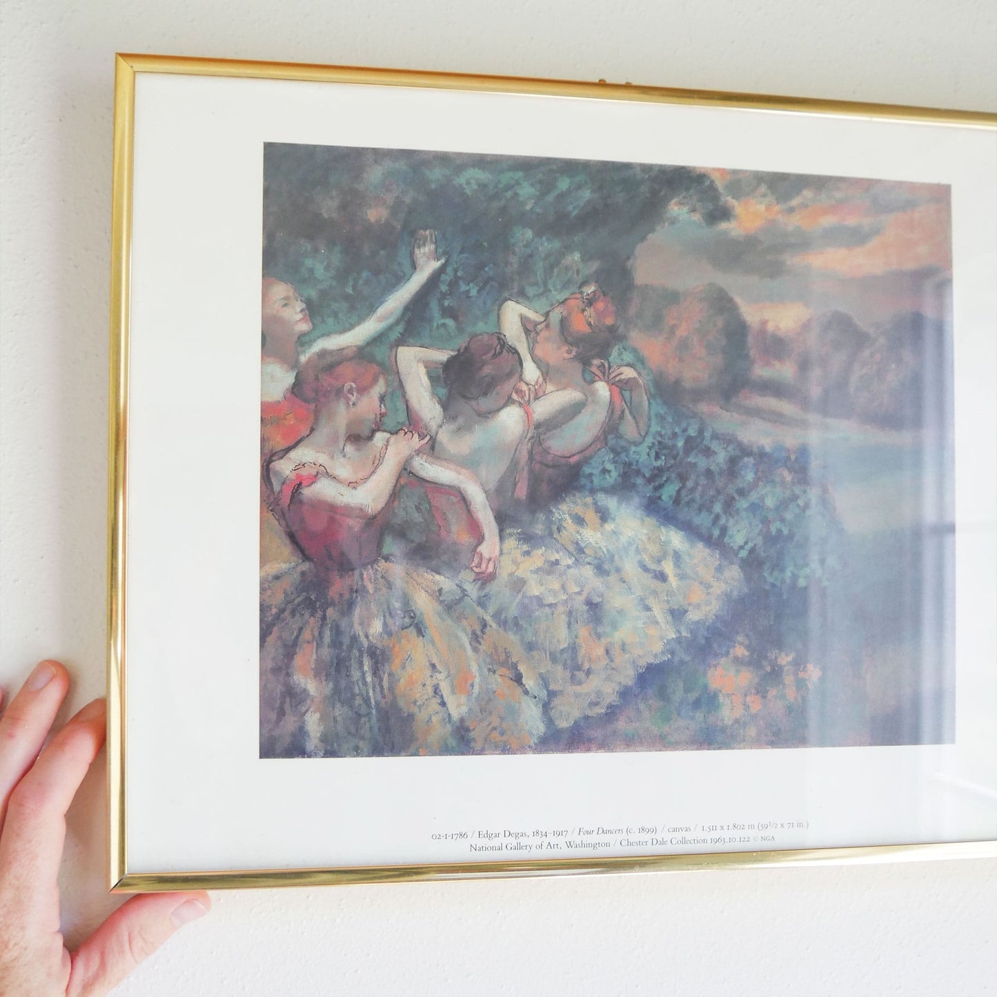 Vintage Gold Framed 'Four Dancers' Reproduction Print, Edgar Degas Vintage Ballet Artwork Vintage Ballerina Print Four Dancers Print