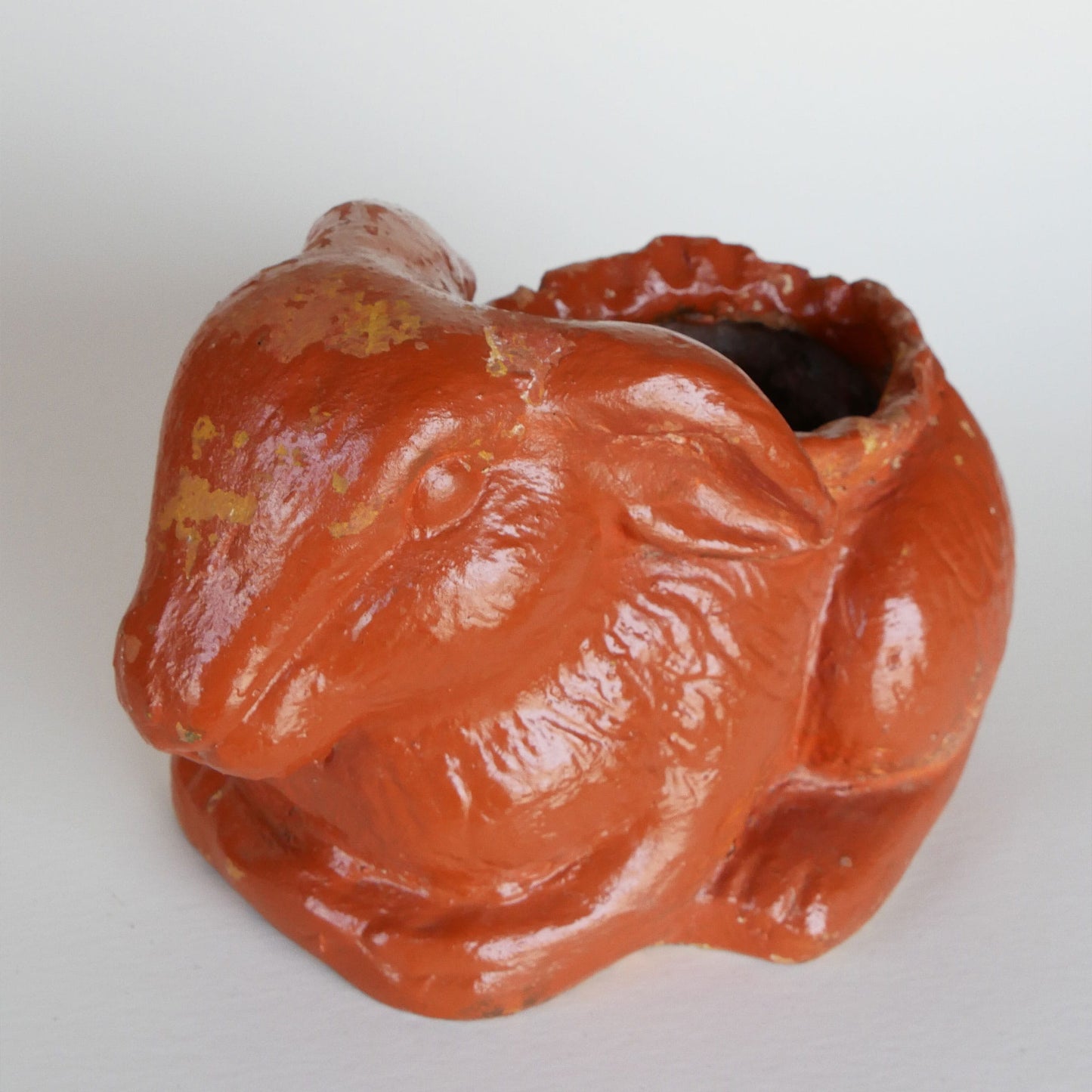 orange bunny planter, handmade rabbit planter, vintage bunny flower pot, ceramic bunny planter, Easter bunny planter, rabbit succulent planter, spring bunny decor, farmhouse bunny planter, rustic rabbit planter, bunny planter with drainage hole