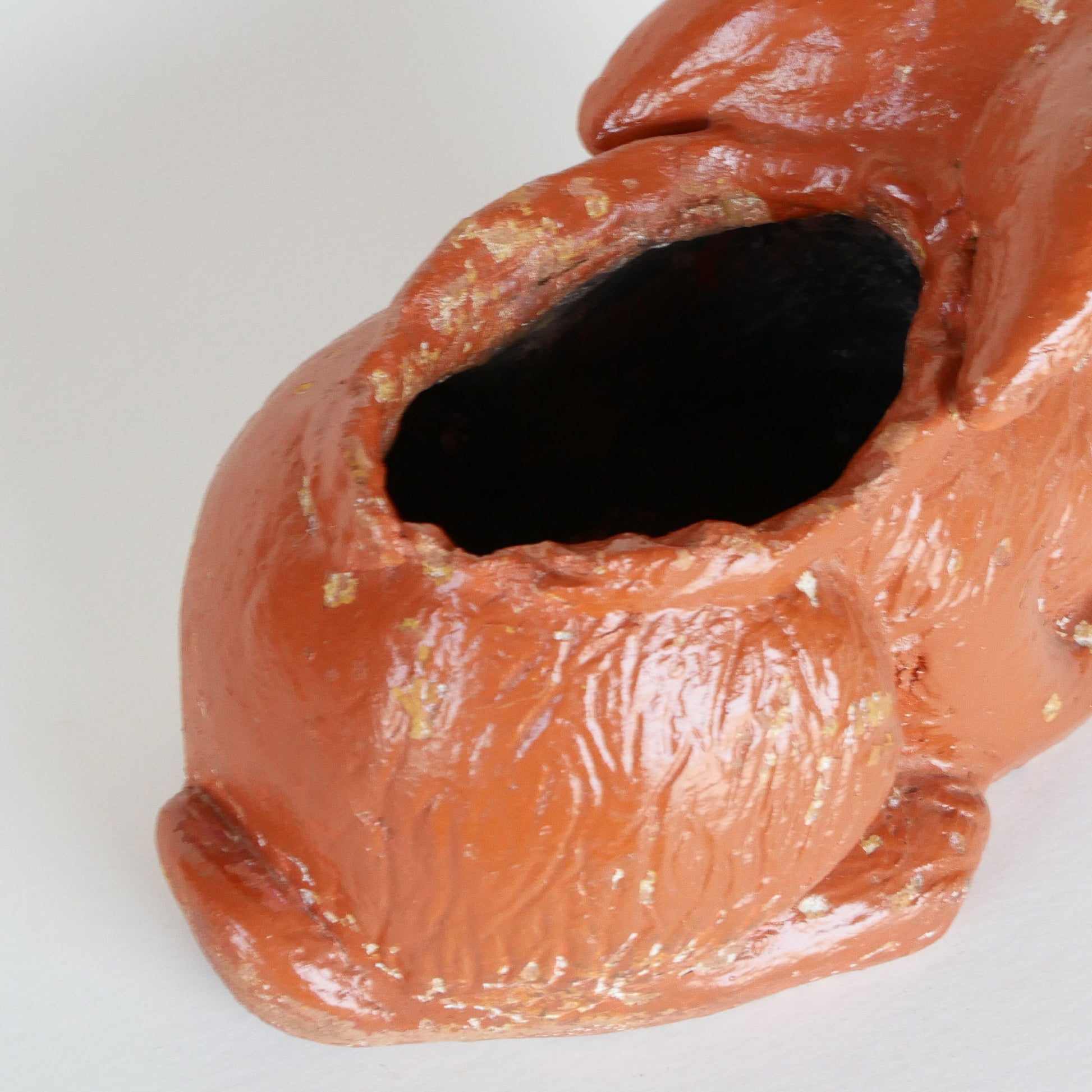 orange bunny planter, handmade rabbit planter, vintage bunny flower pot, ceramic bunny planter, Easter bunny planter, rabbit succulent planter, spring bunny decor, farmhouse bunny planter, rustic rabbit planter, bunny planter with drainage hole