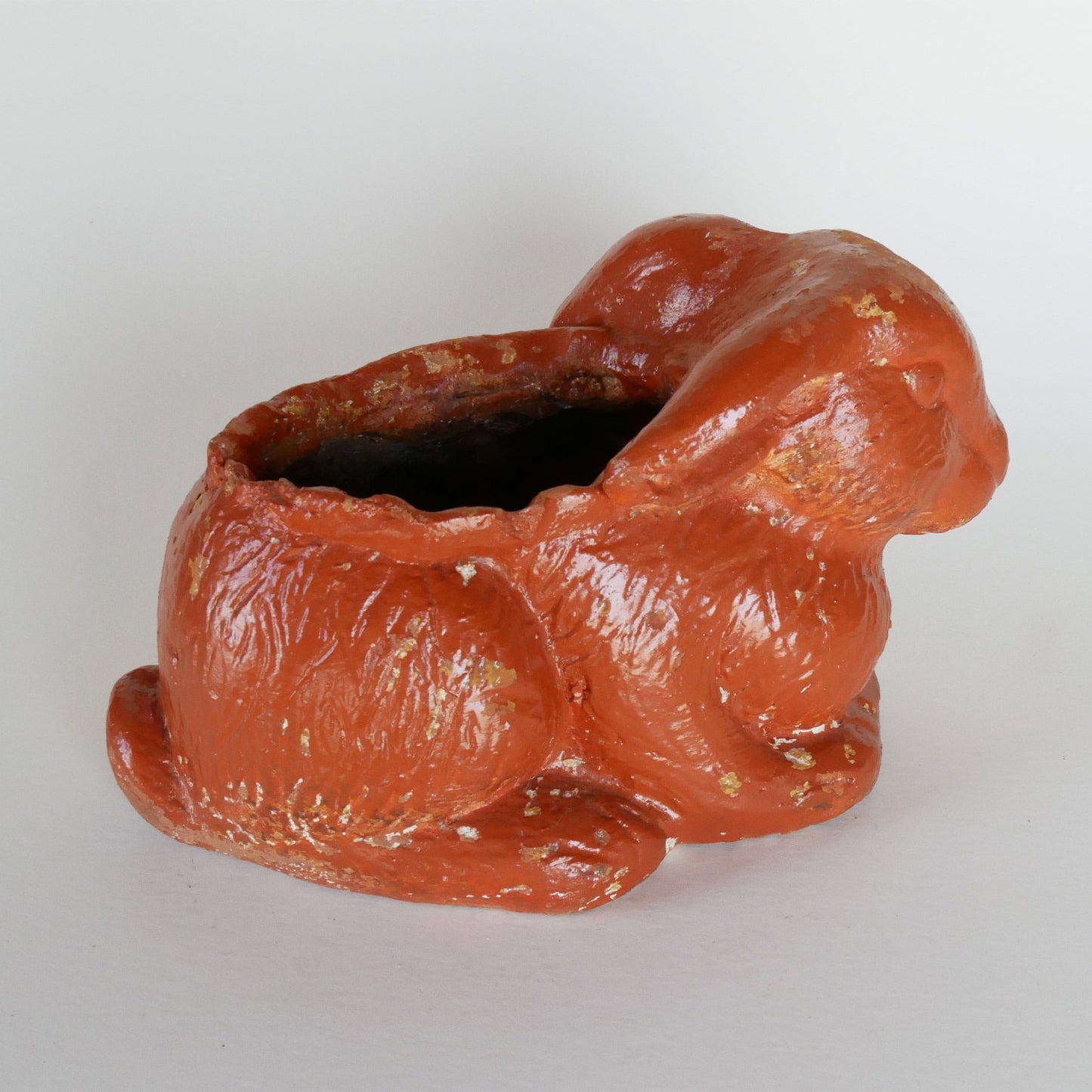 orange bunny planter, handmade rabbit planter, vintage bunny flower pot, ceramic bunny planter, Easter bunny planter, rabbit succulent planter, spring bunny decor, farmhouse bunny planter, rustic rabbit planter, bunny planter with drainage hole
