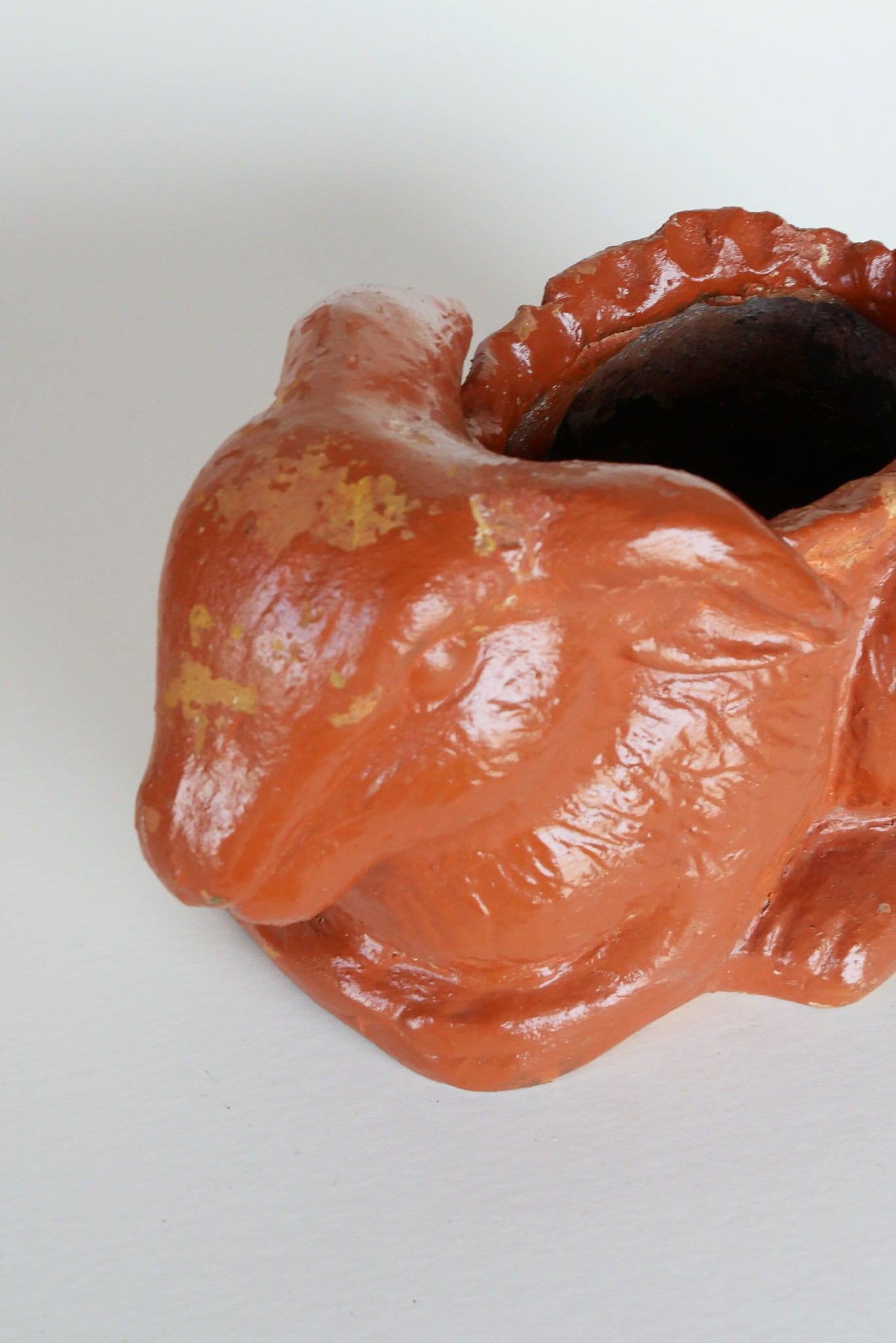 orange bunny planter, handmade rabbit planter, vintage bunny flower pot, ceramic bunny planter, Easter bunny planter, rabbit succulent planter, spring bunny decor, farmhouse bunny planter, rustic rabbit planter, bunny planter with drainage hole