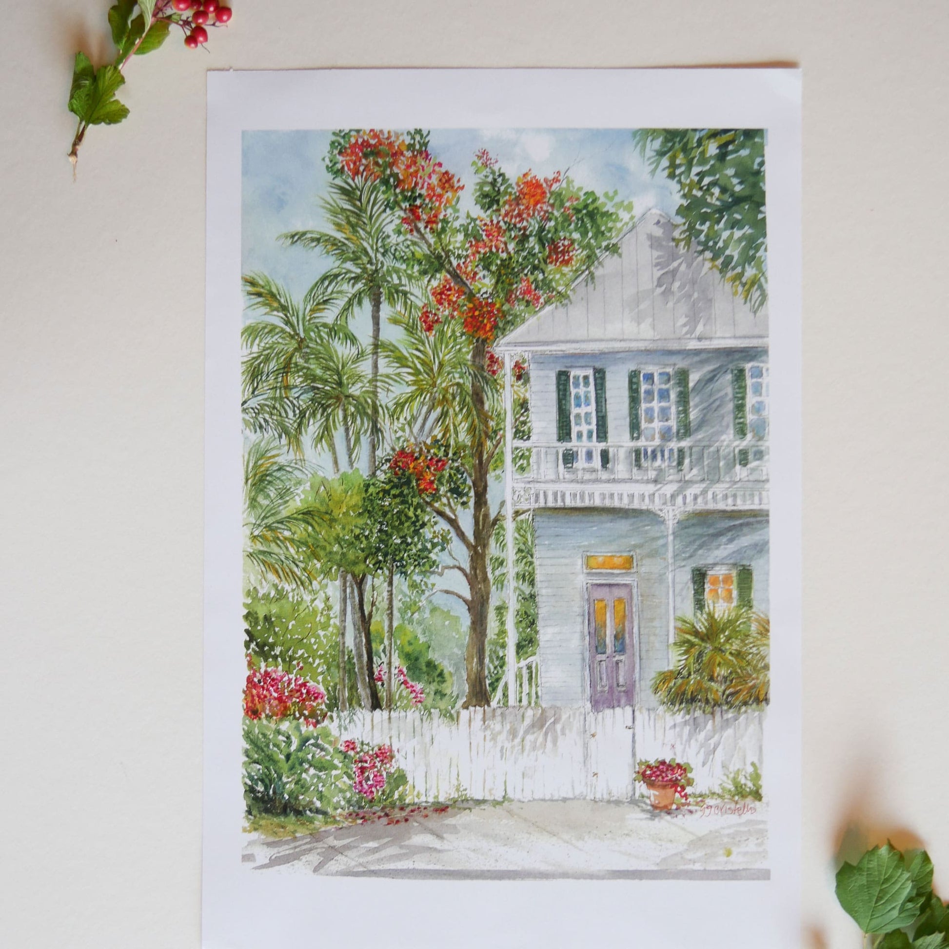 Key West Home Watercolor Print, Tropical Watercolor Print, Key West Watercolor Print