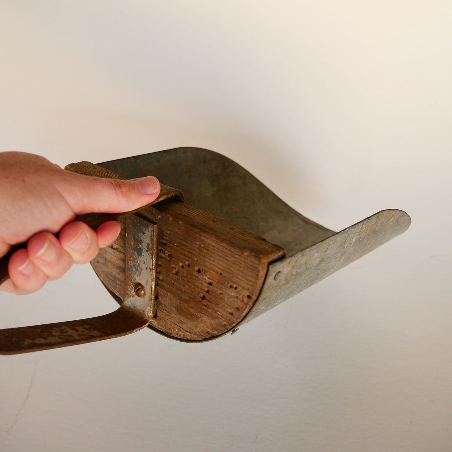 Antique Metal and Wood Feed Scoop, Primitive Decor, Primtiive Scoop, Large Vintage Metal Scoop, Primitive Kitchen Decor, Antique Scoop