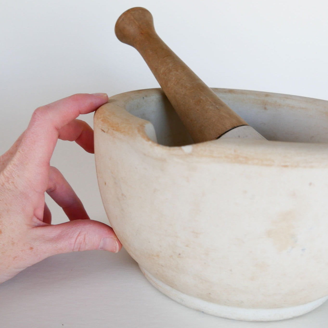 Large Antique T.P. Co. Apothecary Mortar and Pestle, Primitive Kitchen Decor, Antique Mortar and Pestle, Antique Stoneware Mortar and Pestle, Vintage Mortar and Pestle Vintage Kitchen DEcor