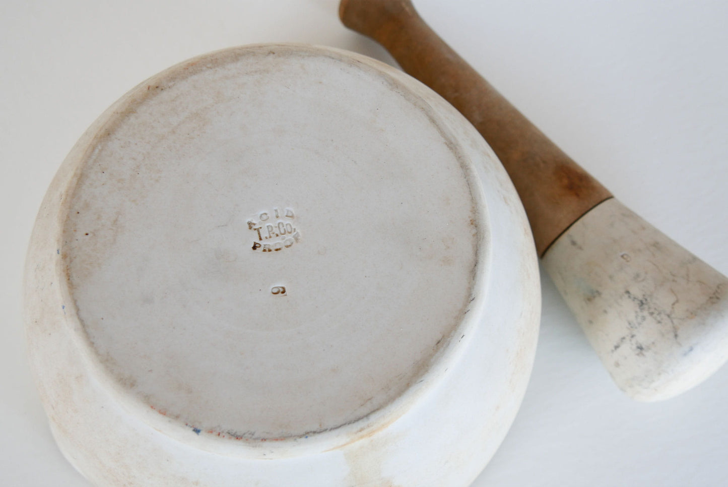 Large Antique T.P. Co. Apothecary Mortar and Pestle, Primitive Kitchen Decor, Antique Mortar and Pestle, Antique Stoneware Mortar and Pestle, Vintage Mortar and Pestle Vintage Kitchen DEcor