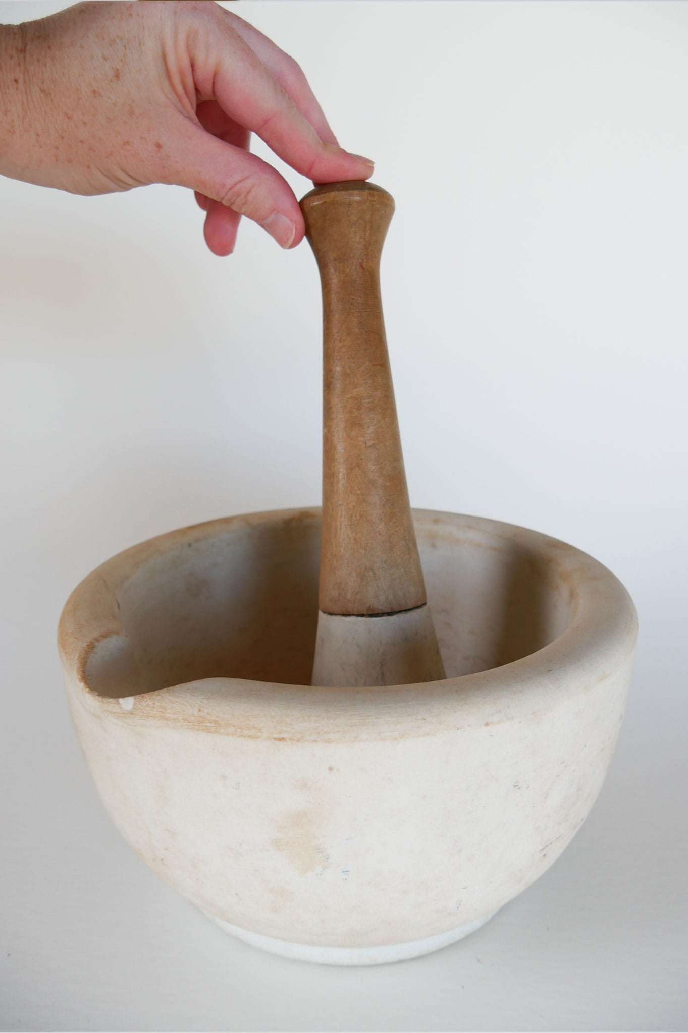 Large Antique T.P. Co. Apothecary Mortar and Pestle, Primitive Kitchen Decor, Antique Mortar and Pestle, Antique Stoneware Mortar and Pestle, Vintage Mortar and Pestle Vintage Kitchen DEcor