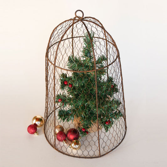 Large Chicken Wire Cloche, Vintage Farmhouse Decor, Vintage Home Decor, Chicken Wire Basket