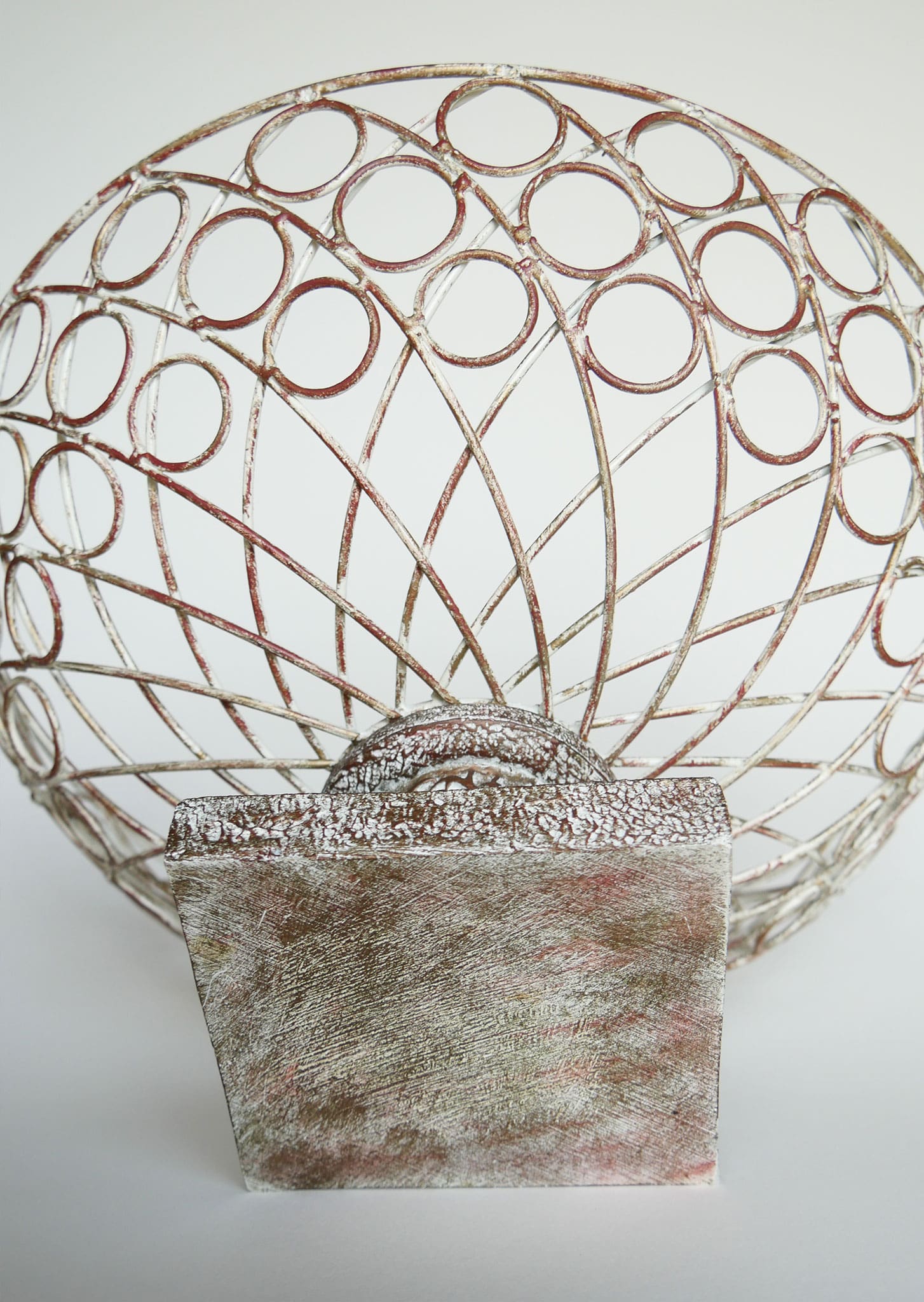 Large Chippy White Metal Pedestal Basket Vintage Shappy Chic Fruit Bowl, Vintage Fruit Bowl, Vintage Chippy White Metal Basket Vintage Farmhouse Decor