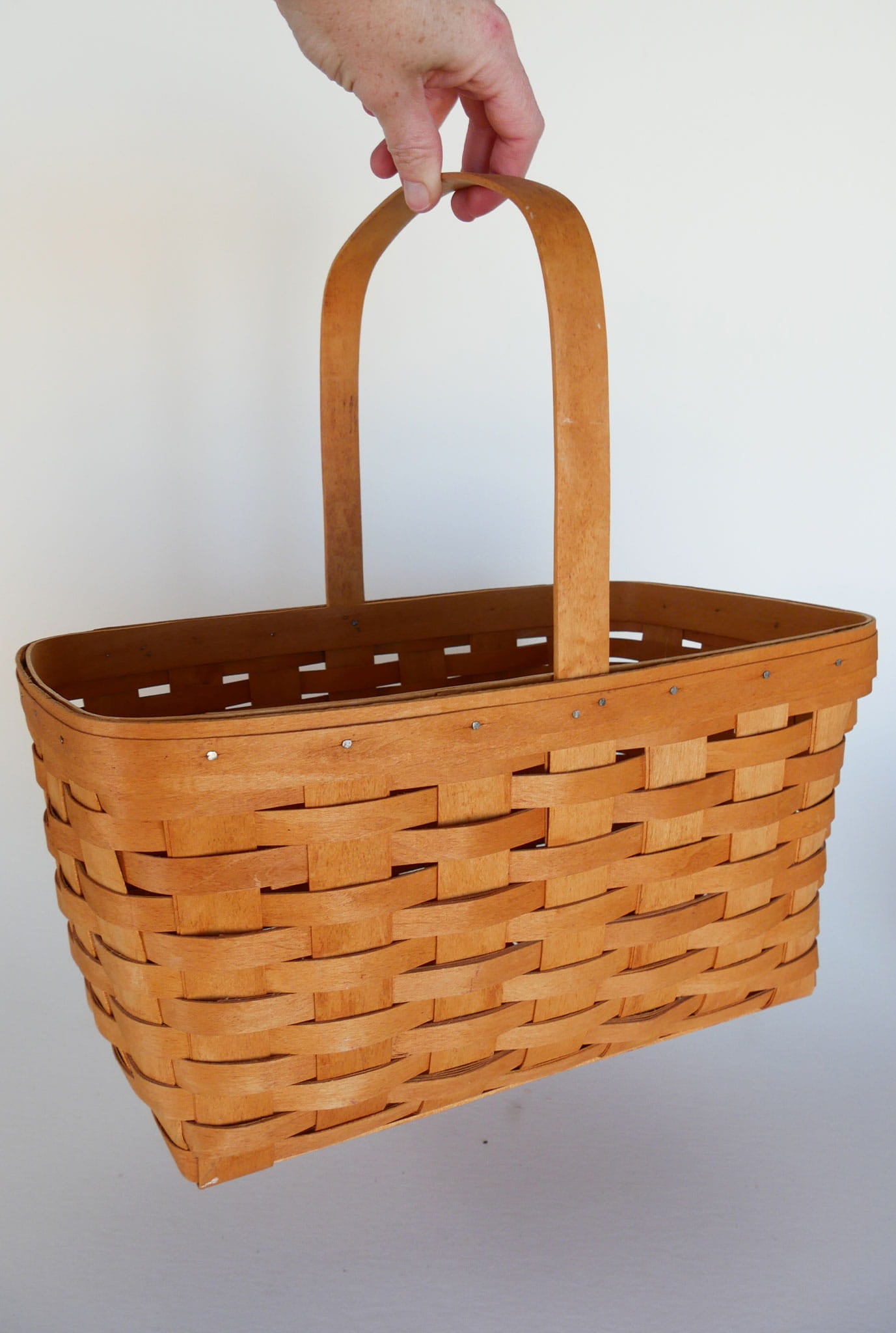 Longaberger Large Spring Basket, Vintage Longaberger Basket, Vintage Longaberger Market Basket, Vintage Wicker Basket Decor, Vintage Wicker Decor