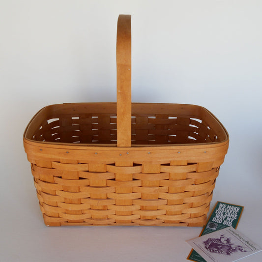Longaberger Large Spring Basket, Vintage Longaberger Basket, Vintage Longaberger Market Basket, Vintage Wicker Basket Decor, Vintage Wicker Decor