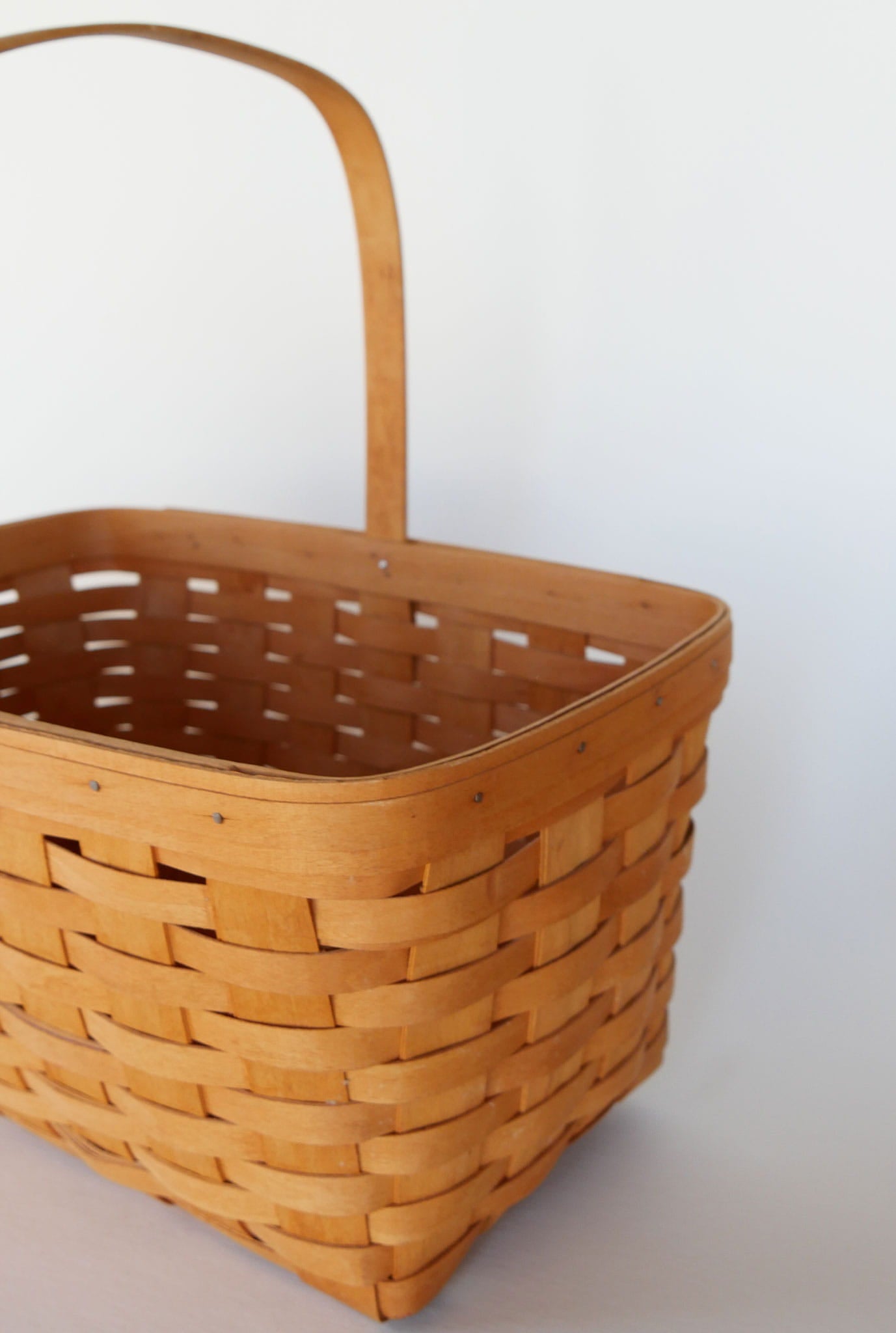 Longaberger Large Spring Basket, Vintage Longaberger Basket, Vintage Longaberger Market Basket, Vintage Wicker Basket Decor, Vintage Wicker Decor