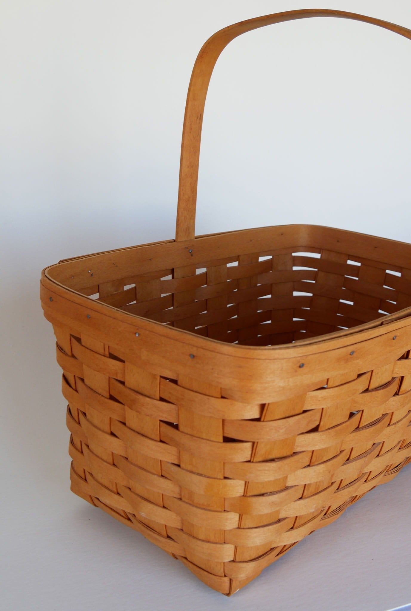 Longaberger Large Spring Basket, Vintage Longaberger Basket, Vintage Longaberger Market Basket, Vintage Wicker Basket Decor, Vintage Wicker Decor