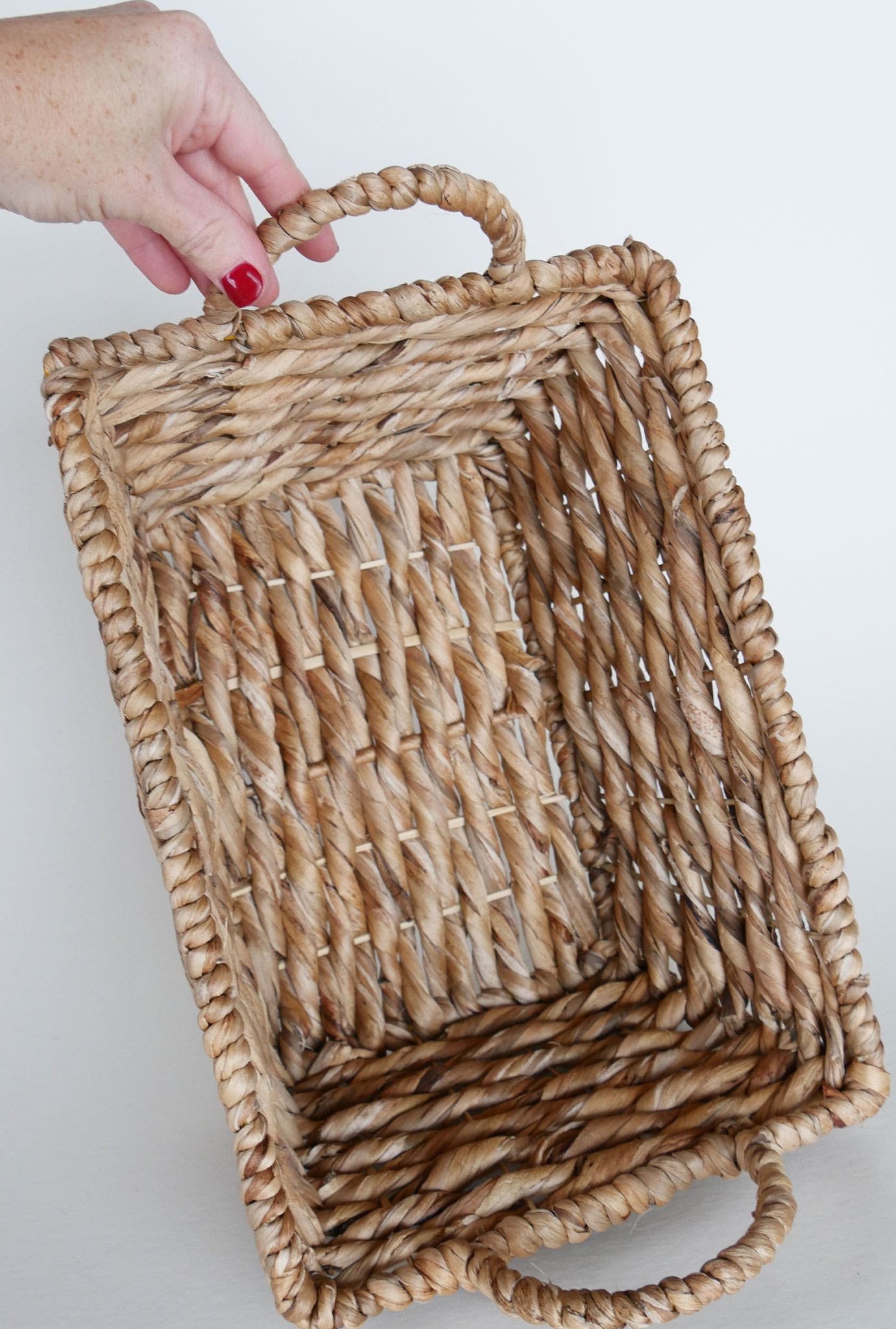 Rectangle Seagrass Wicker Basket with Handles, Vintage Wicker Basket, Vintage Home Decor