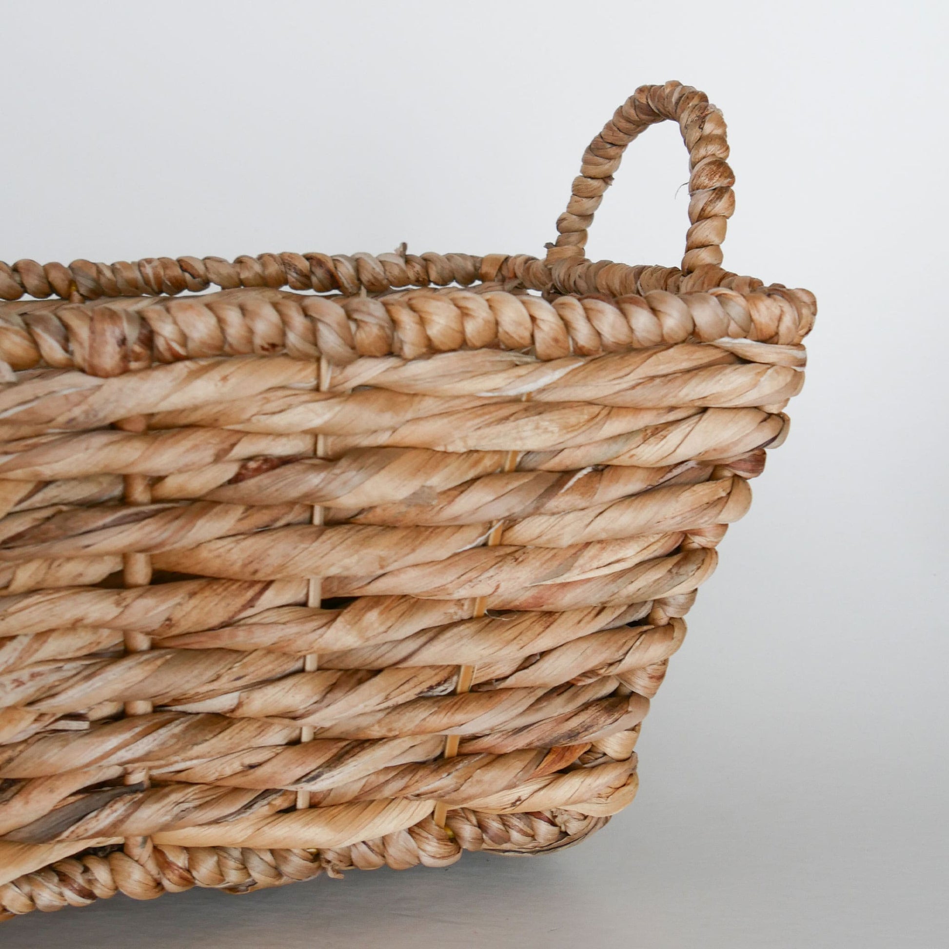 Rectangle Seagrass Wicker Basket with Handles, Vintage Wicker Basket, Vintage Home Decor
