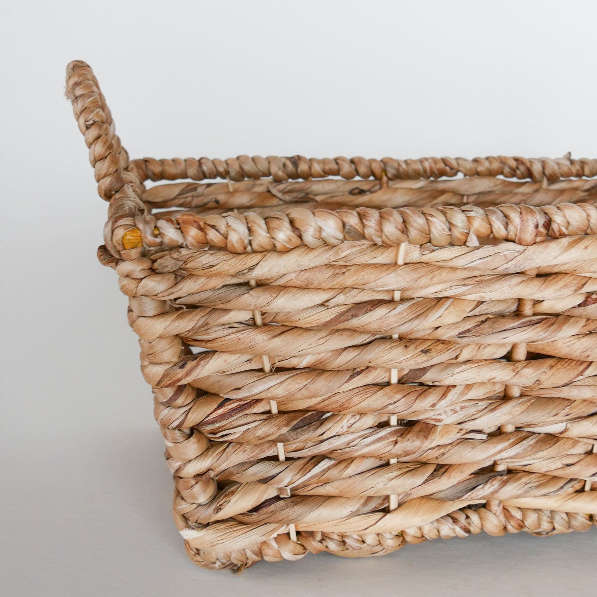 Rectangle Seagrass Wicker Basket with Handles, Vintage Wicker Basket, Vintage Home Decor