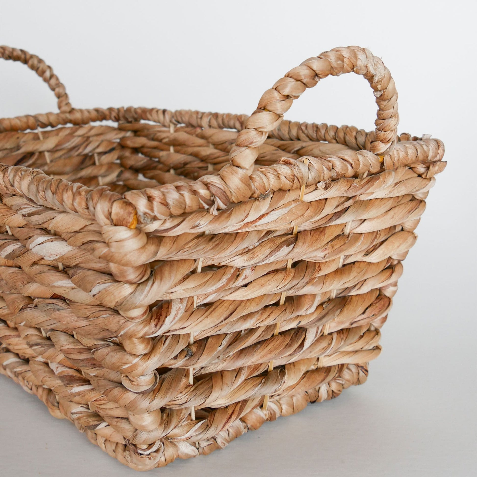 Rectangle Seagrass Wicker Basket with Handles, Vintage Wicker Basket, Vintage Home Decor