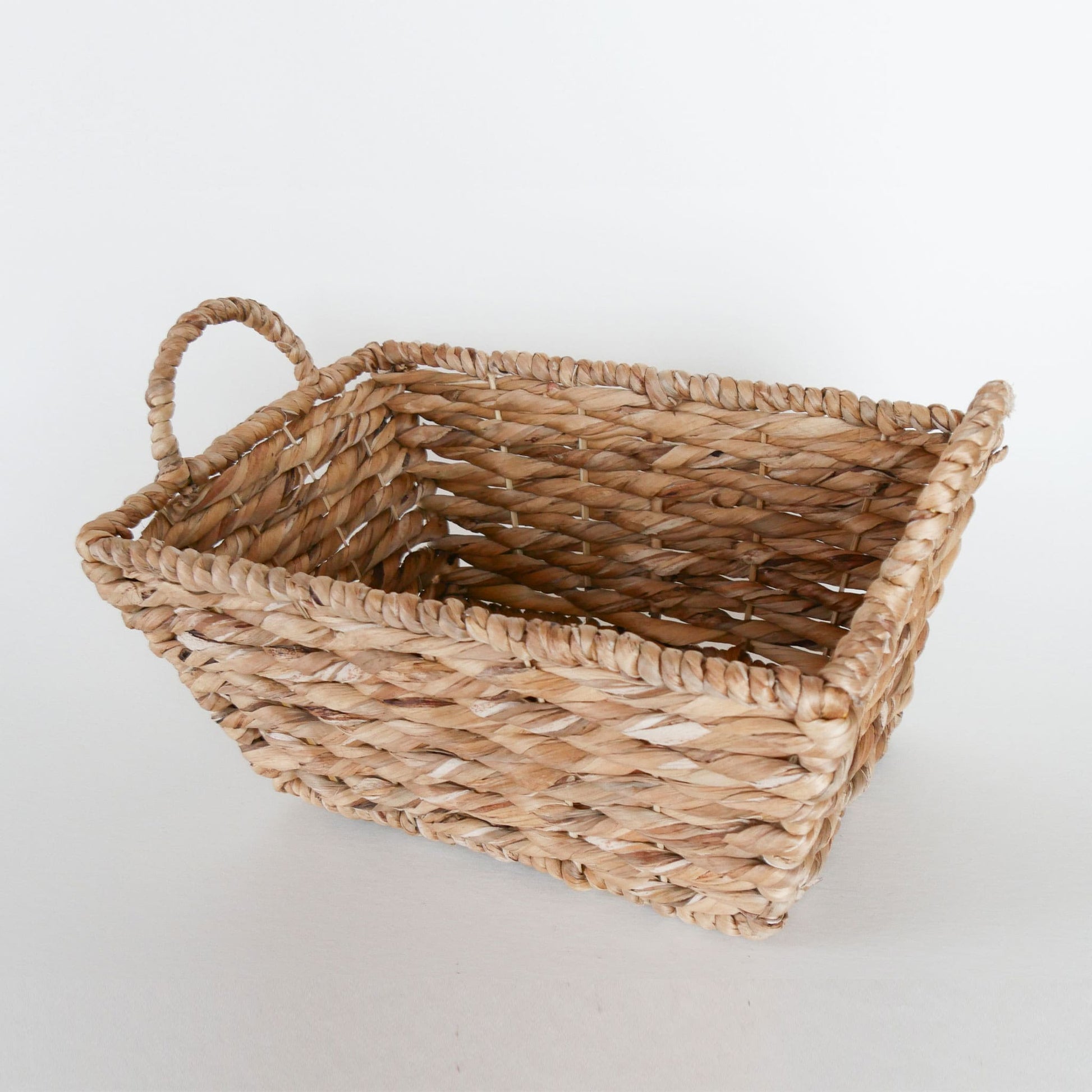 Rectangle Seagrass Wicker Basket with Handles, Vintage Wicker Basket, Vintage Home Decor